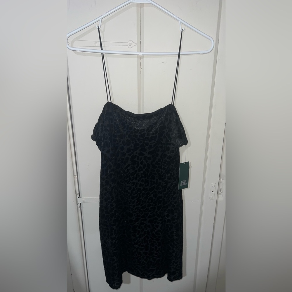 Wild Fabel Black Velvet Cheetah Print Dress